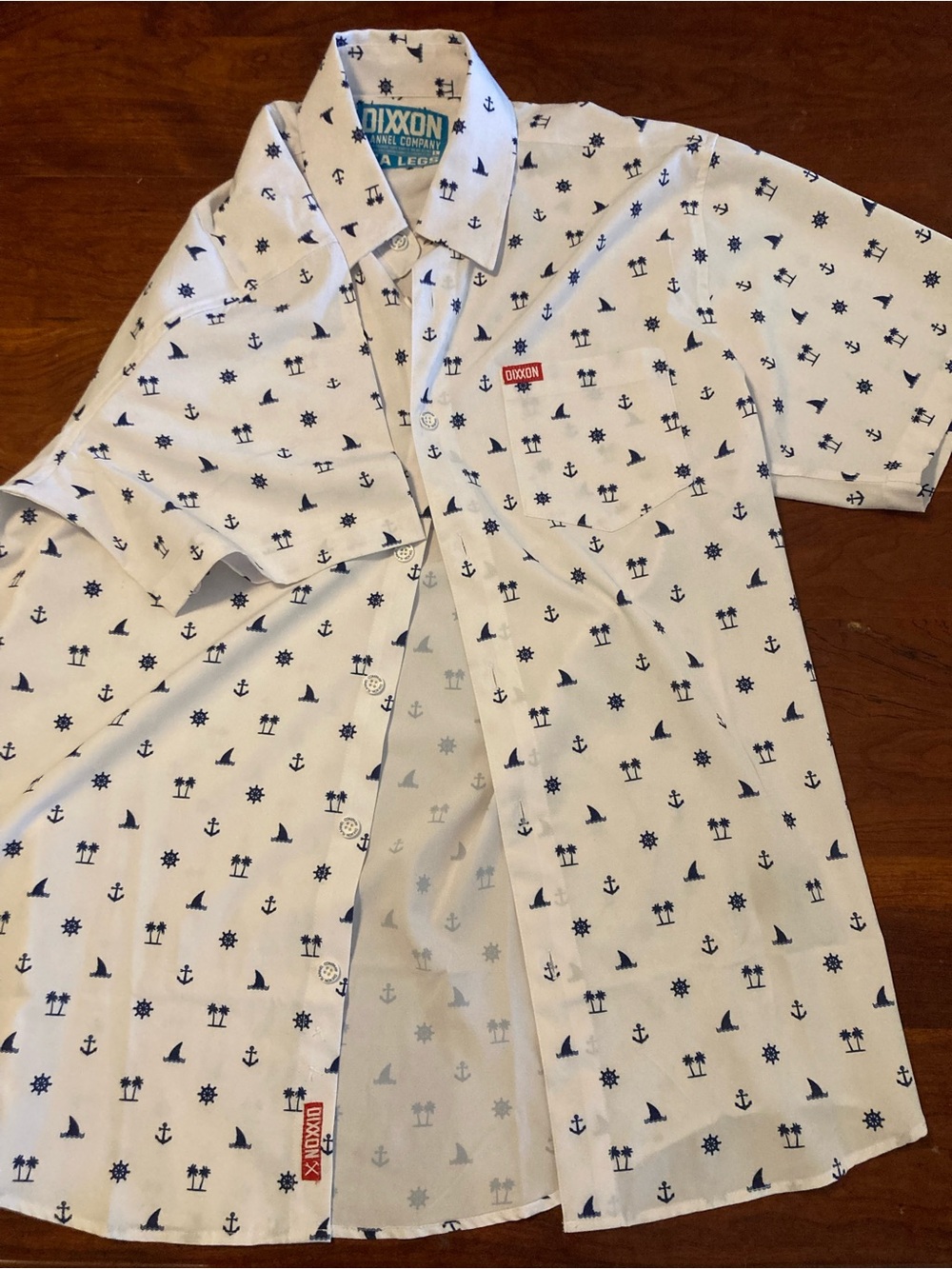 DIXXON White Short-Sleeve Nautical Anchor Print Shirt - Picture 5 of 6
